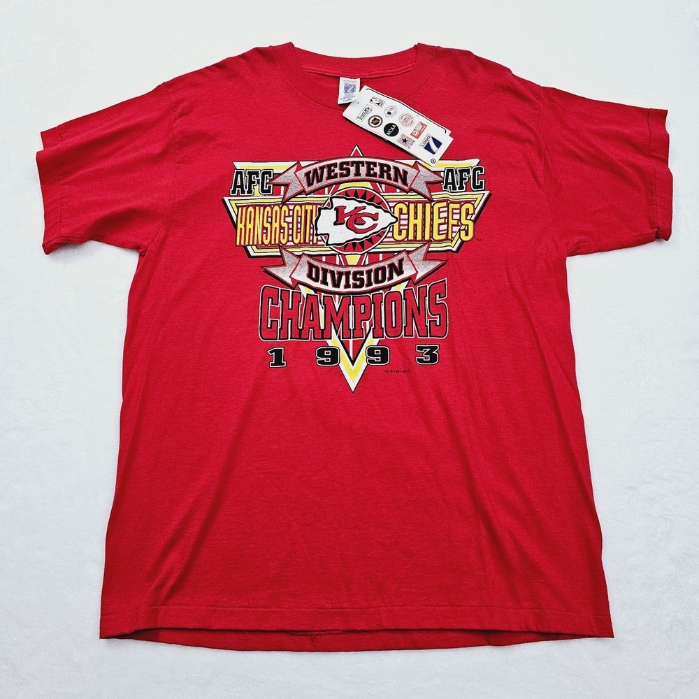 NEW Kansas City Chiefs 1993‎ Sz XL Vintage Logo 7 Champions AFC Western Division